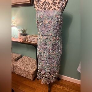 SHEIN Raffinéa Floral Pattern Guipure Lace Overlay Cami Dress. Large.